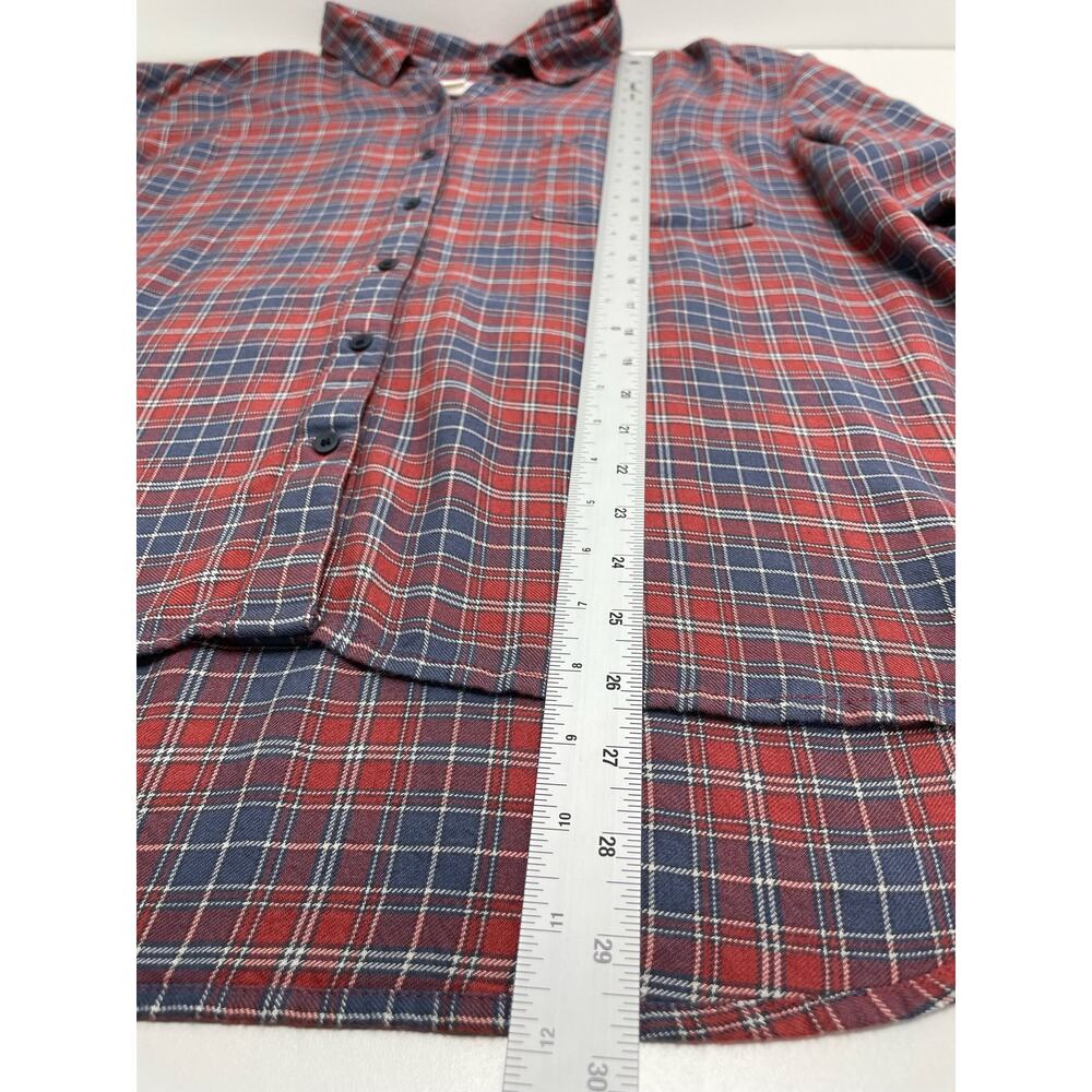 Plus size 1X Plaid Boyfriend Button-Up Shirt Chest Pocket Treasure  Bond Country - Picture 7 of 9